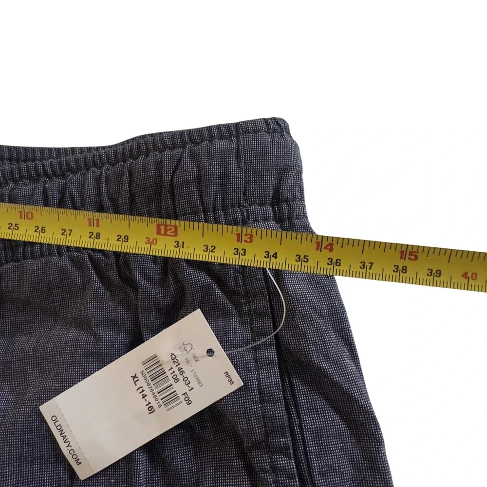 Old Navy Boys Pull On Shorts‎ Dark Wash Chambray Elastic Waist Drawstring XL 14